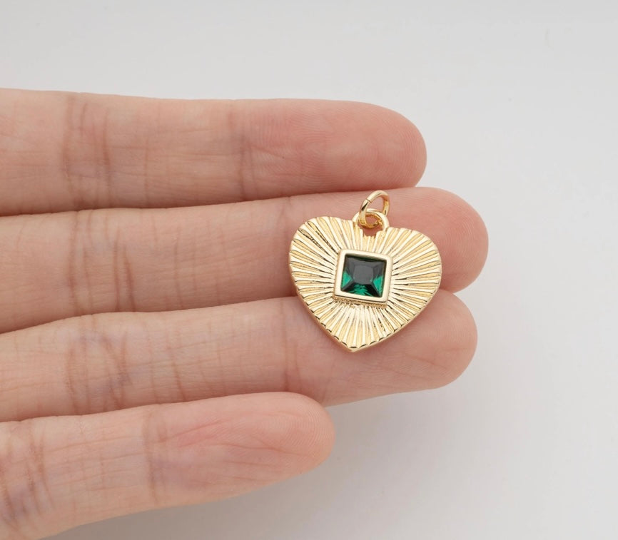 Gilded Heart with Emerald Green Center