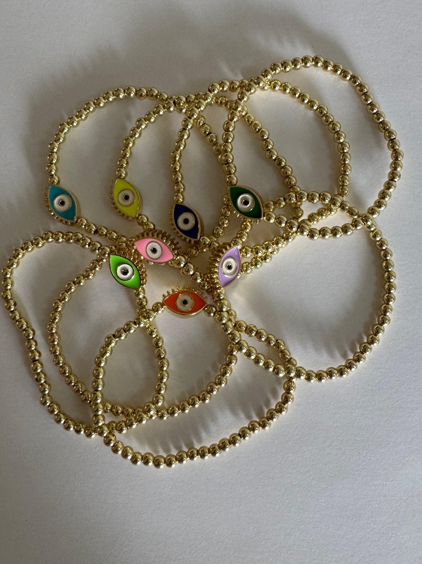 Gold Beaded Evil Eye Bracelet