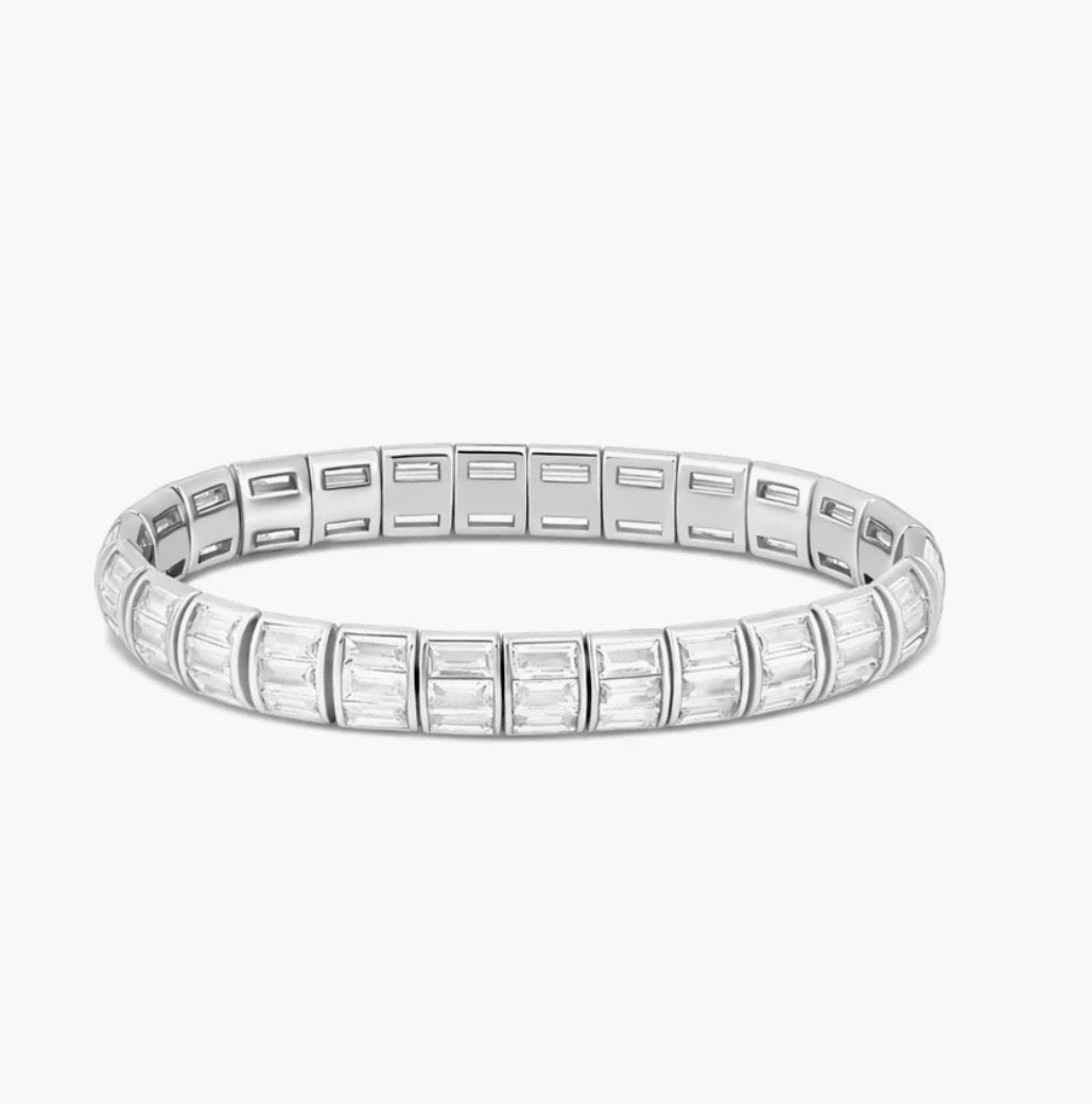 Silver Iced Stretch Bracelet