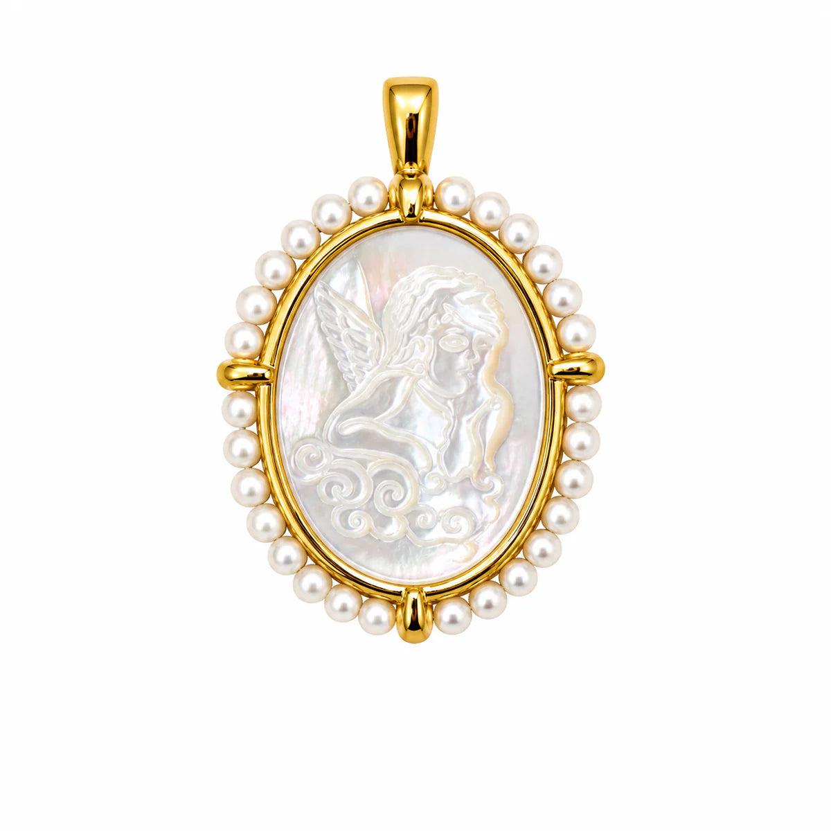 Mother of Pearl Cherub Medallion