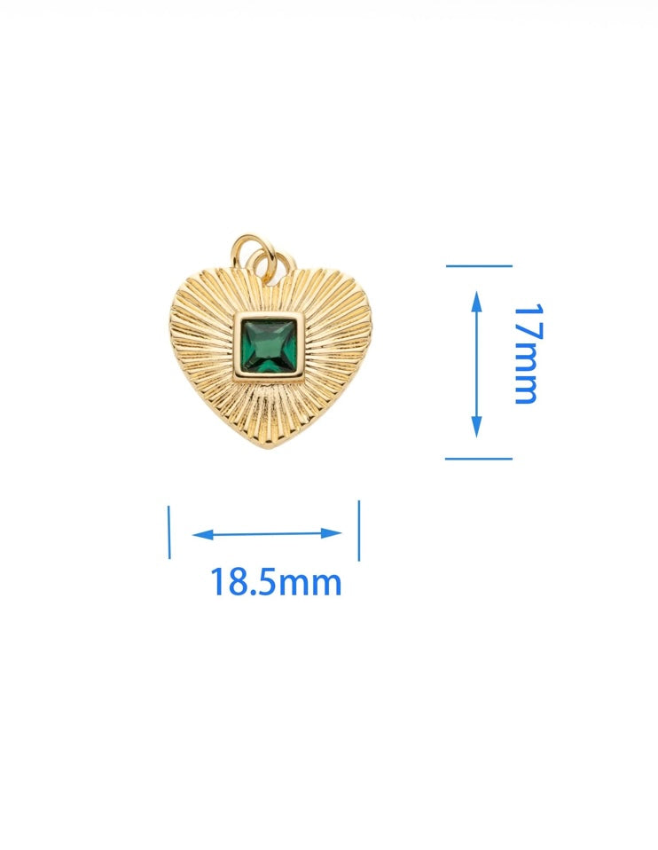 Gilded Heart with Emerald Green Center
