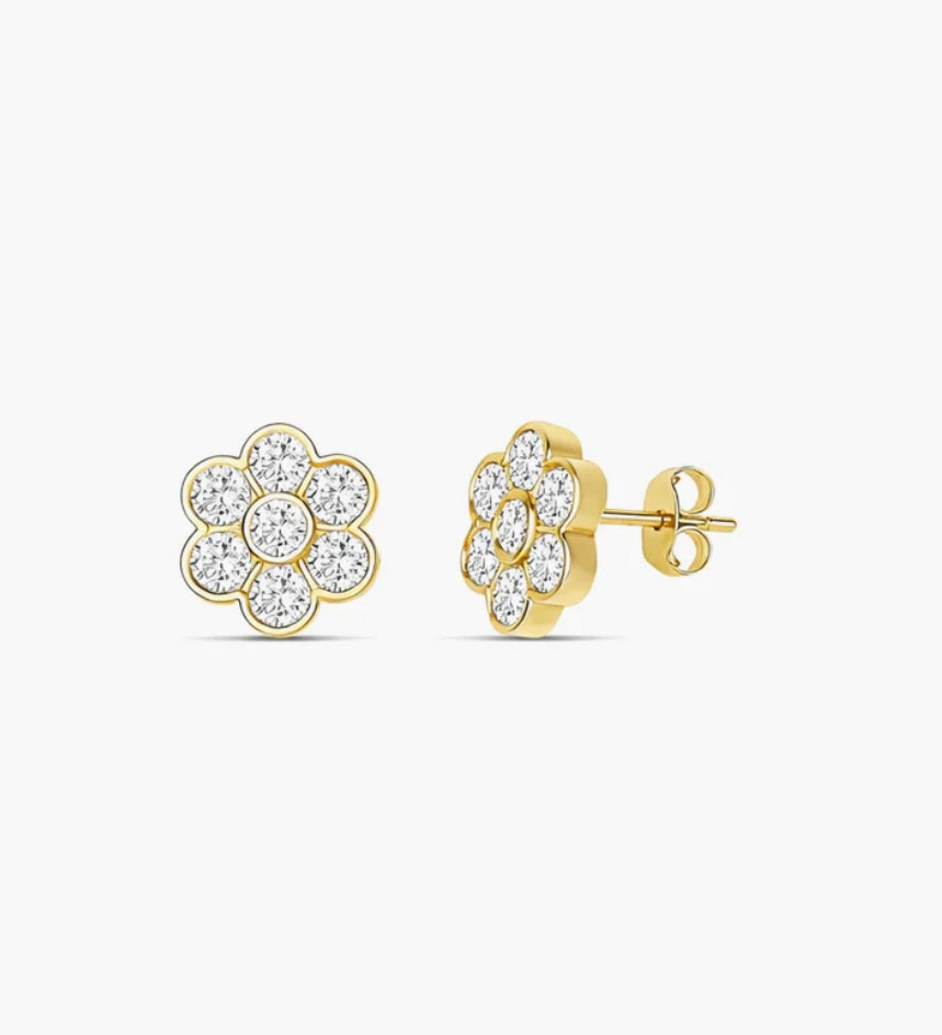 Floral Stud Diamond Earring