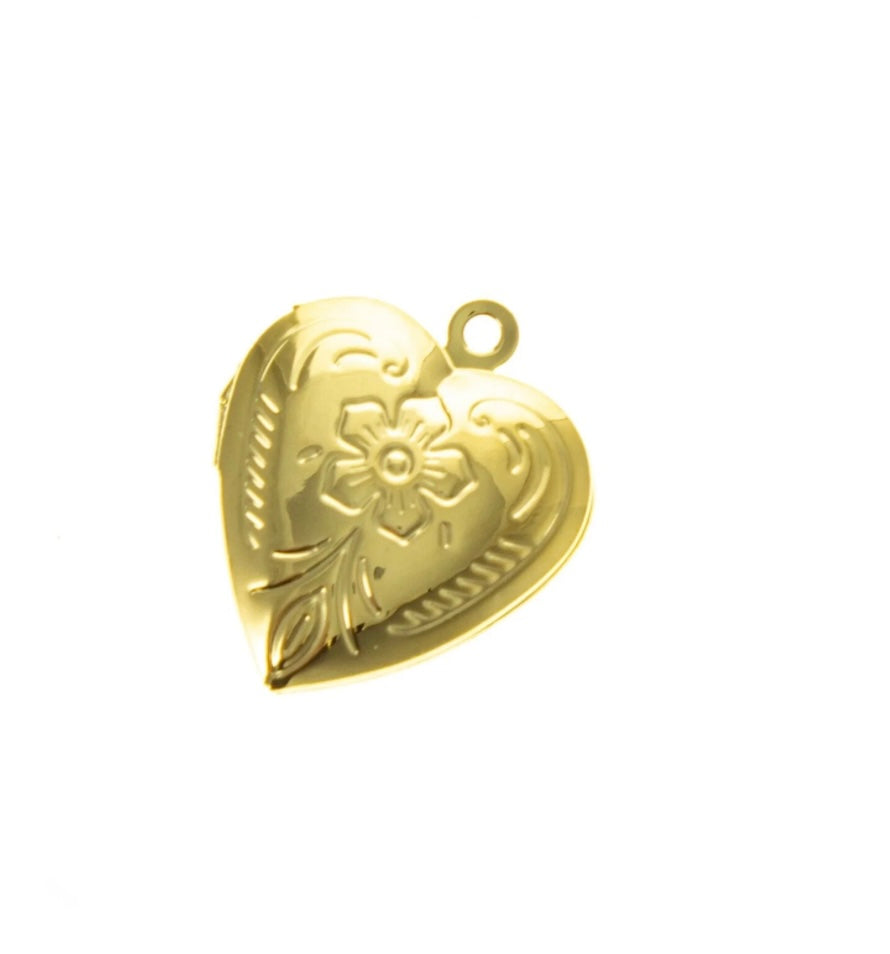 Etched Flower Heart Locket