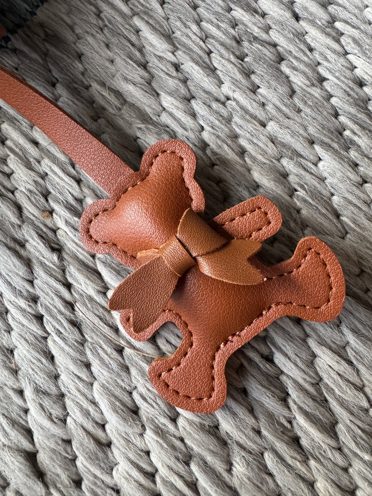 Leather Teddy Bear Bag Charm