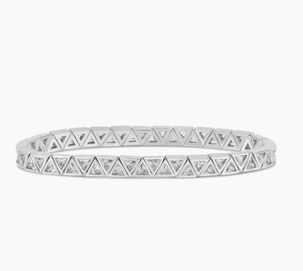 Stretch Silver Triangle Stone Bracelet