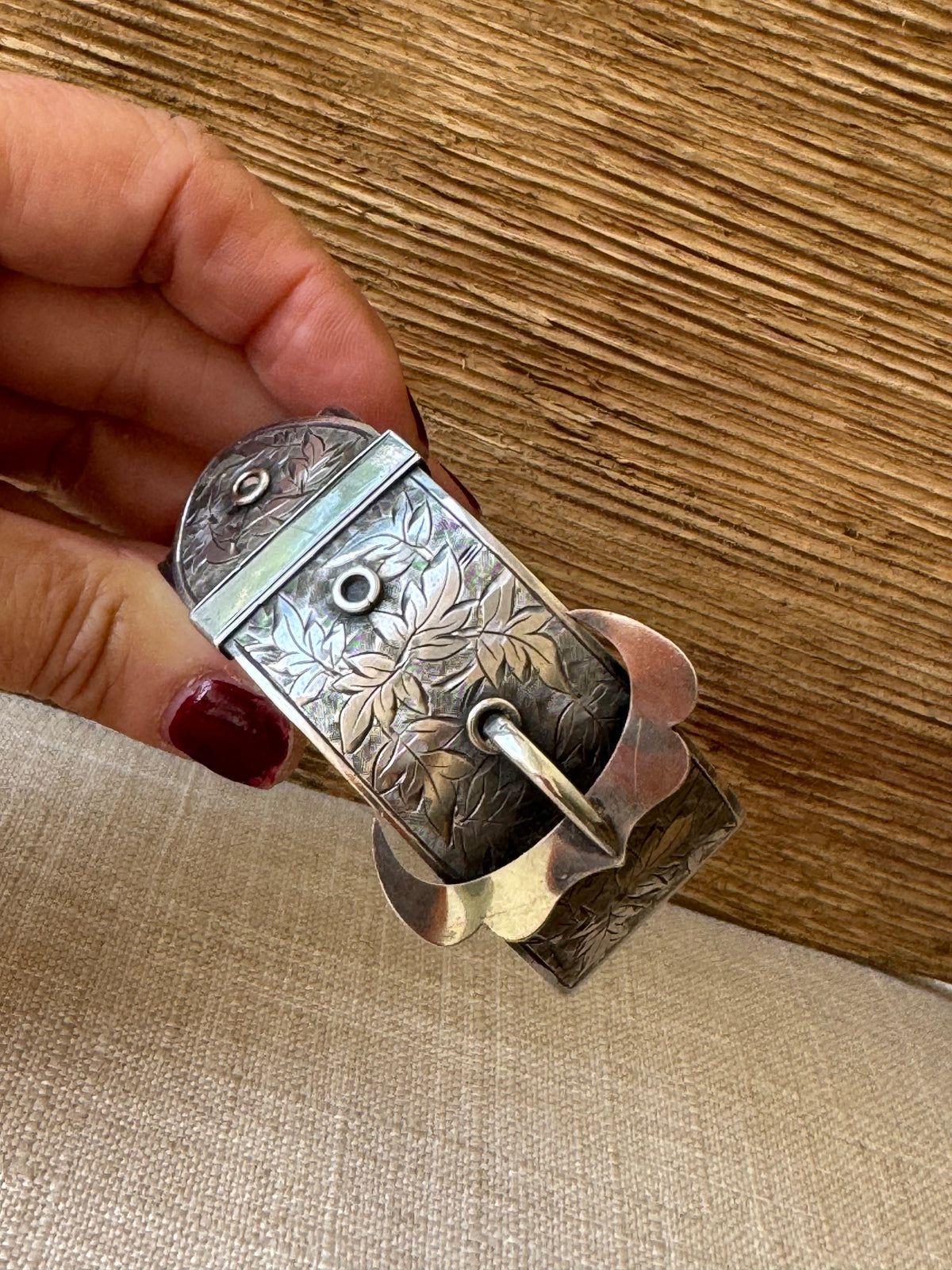 Vintage Sterling Silver Buckle Bangle Bracelet