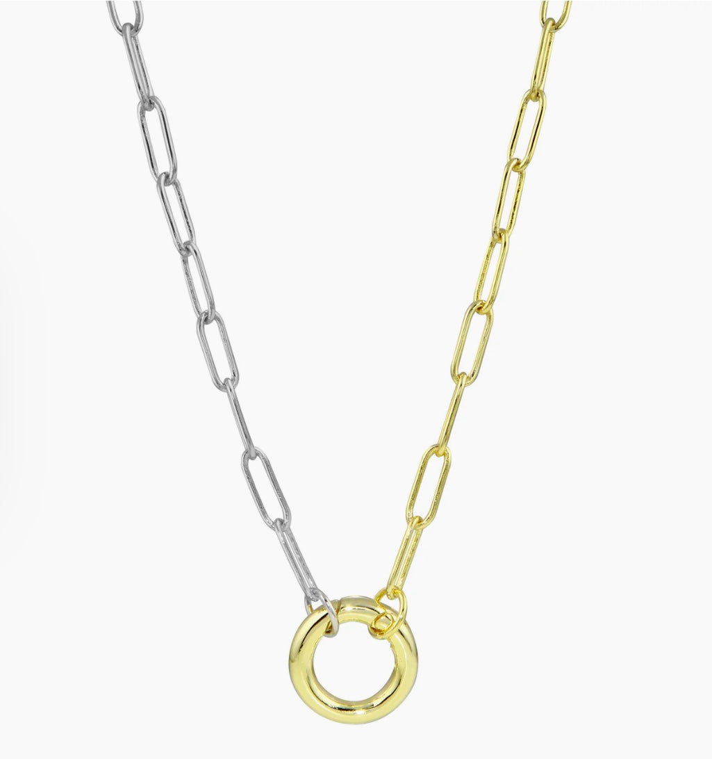 Two Tone Necklace with Charm Connector