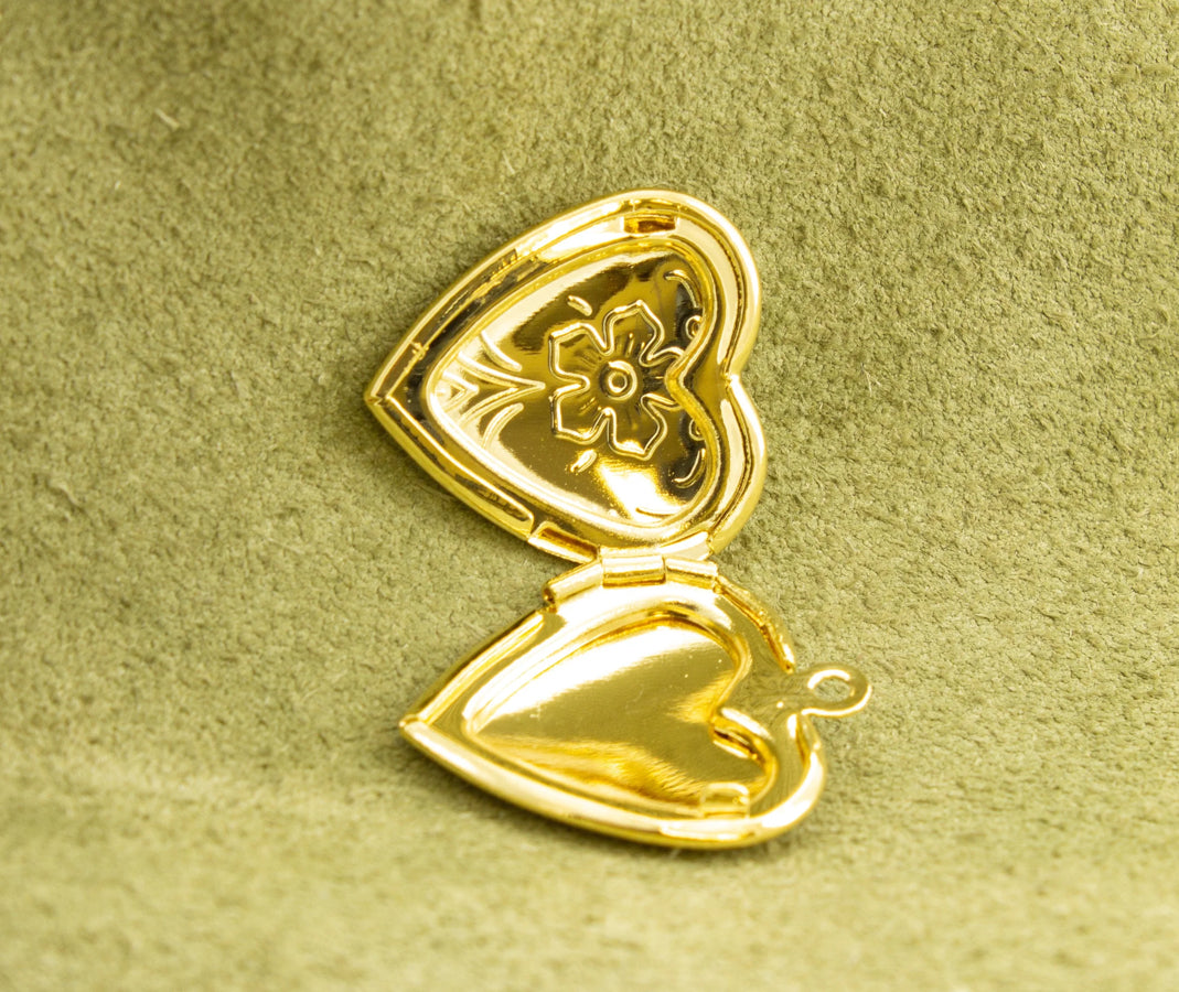 Etched Flower Heart Locket