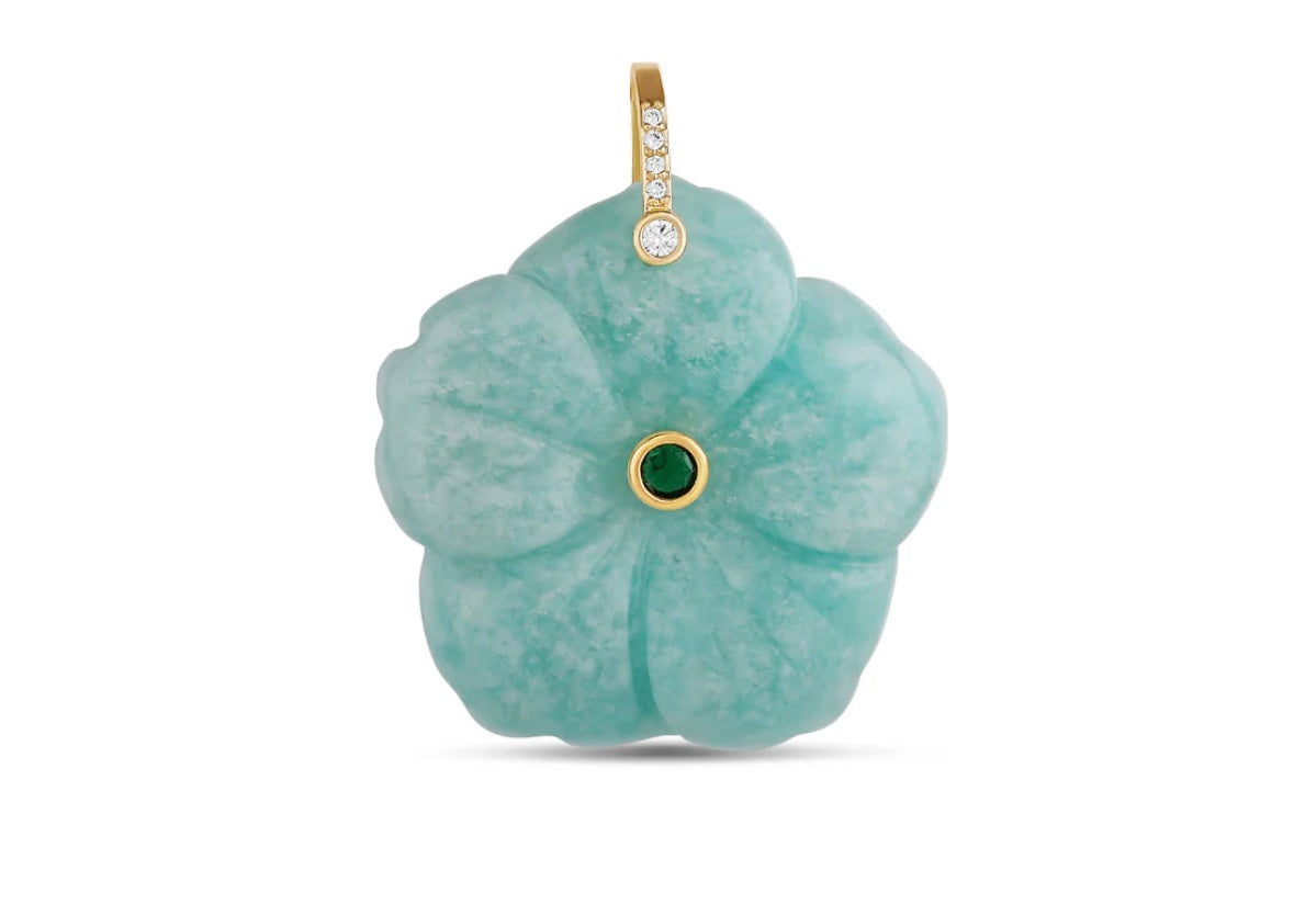 Carved Gemstone Flower Pendant