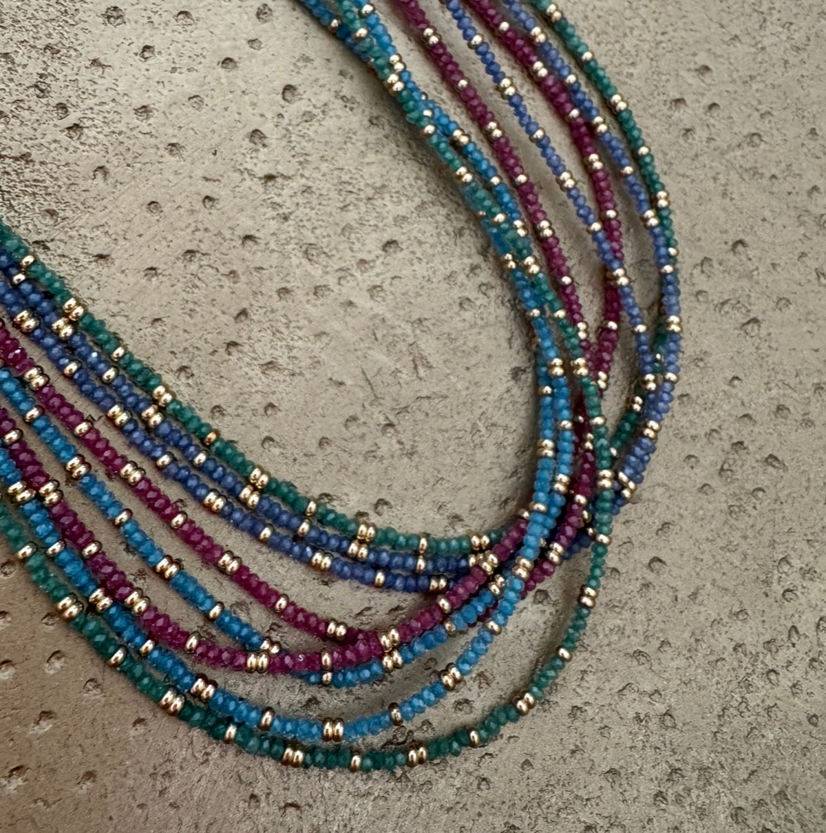 Ruby and Gold Petite Gemstone Necklace