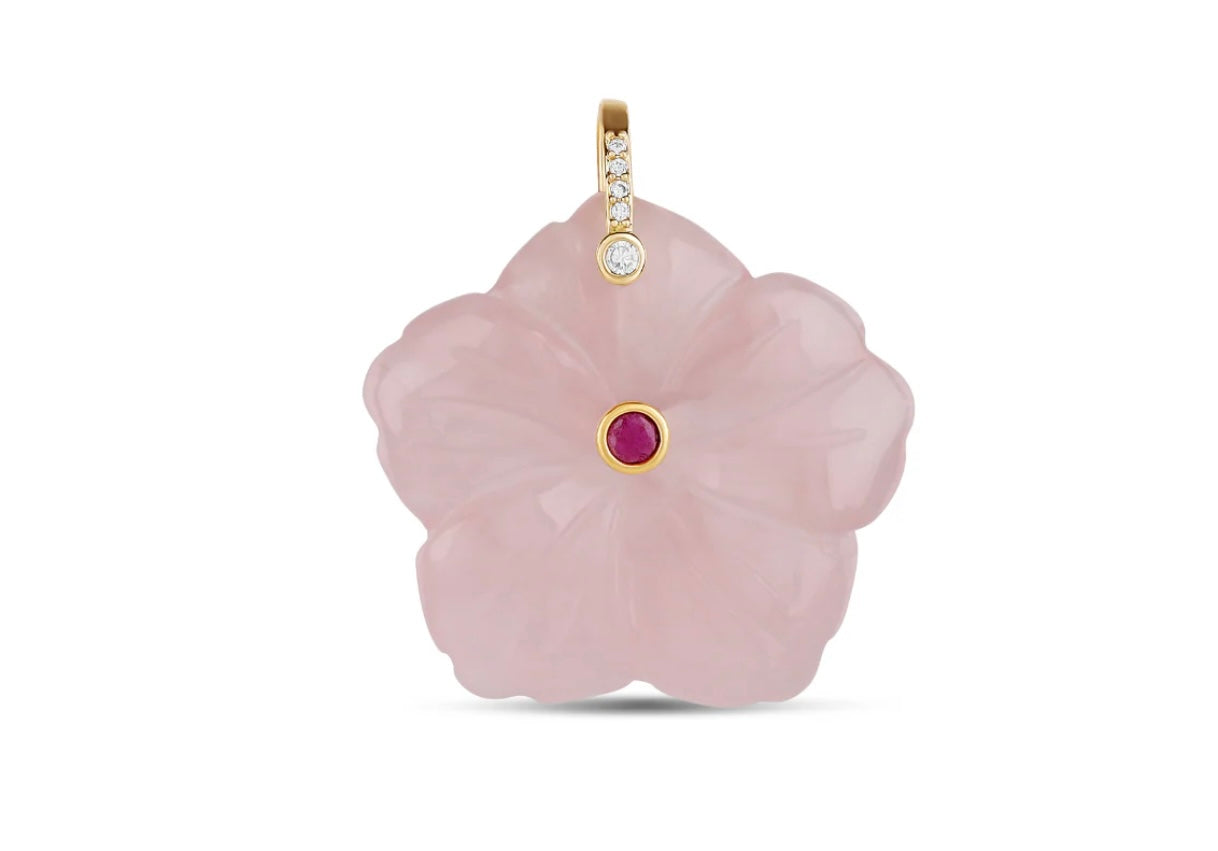 Carved Gemstone Flower Pendant