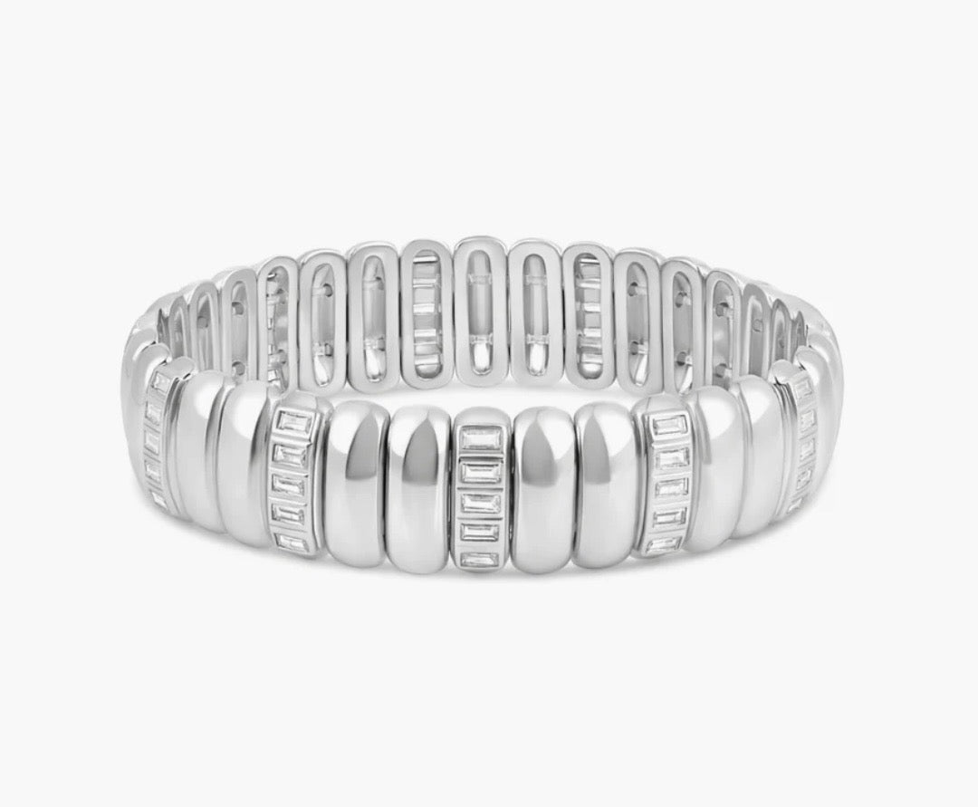 Silver Luxe Baguette Stretch Bracelet
