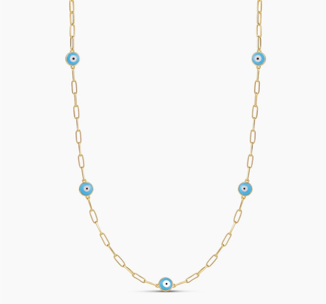 Evil Eye Paperclip Necklace