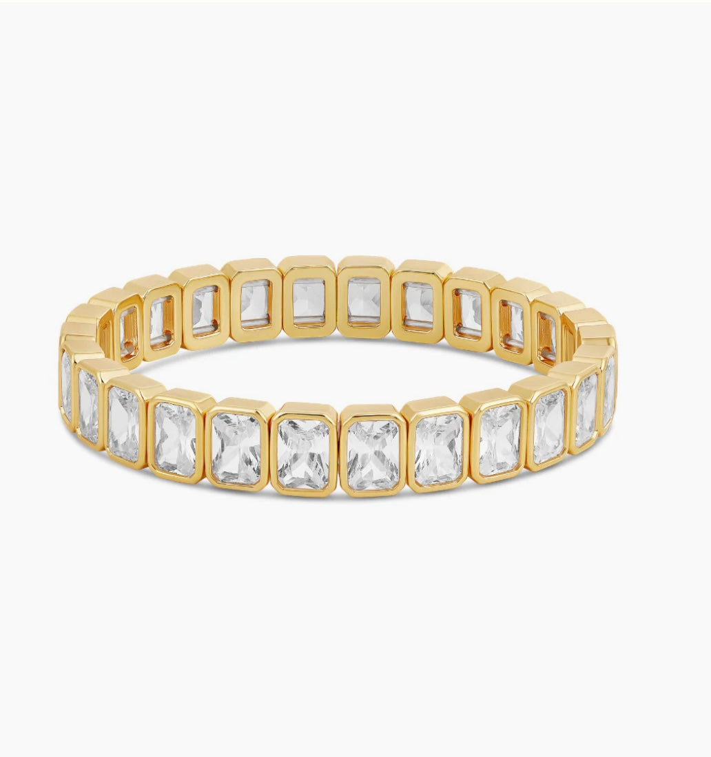 Stretch Emerald Cut Gold Bracelet
