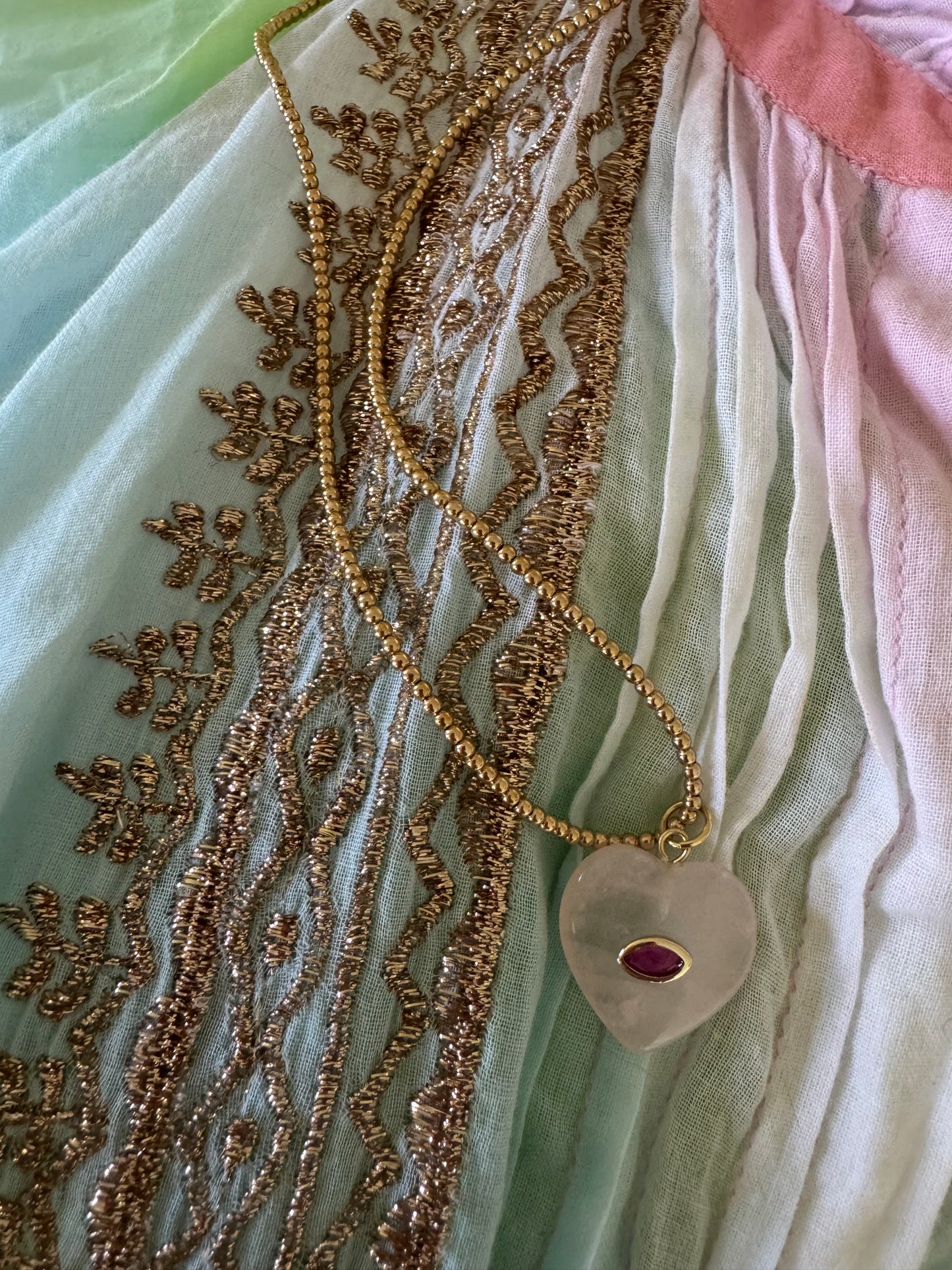 Small Gemstone Heart Pendant