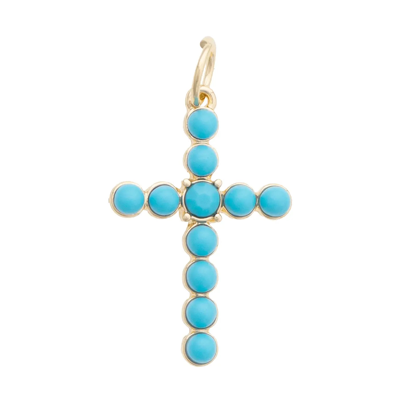 Turquoise Studded Cross Charm