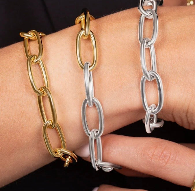 Two Tone Oval Link Bracelet