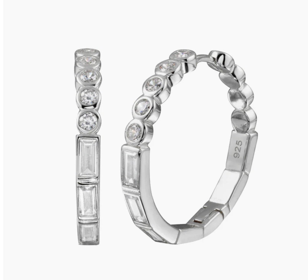 Silver Sparkle Hoops