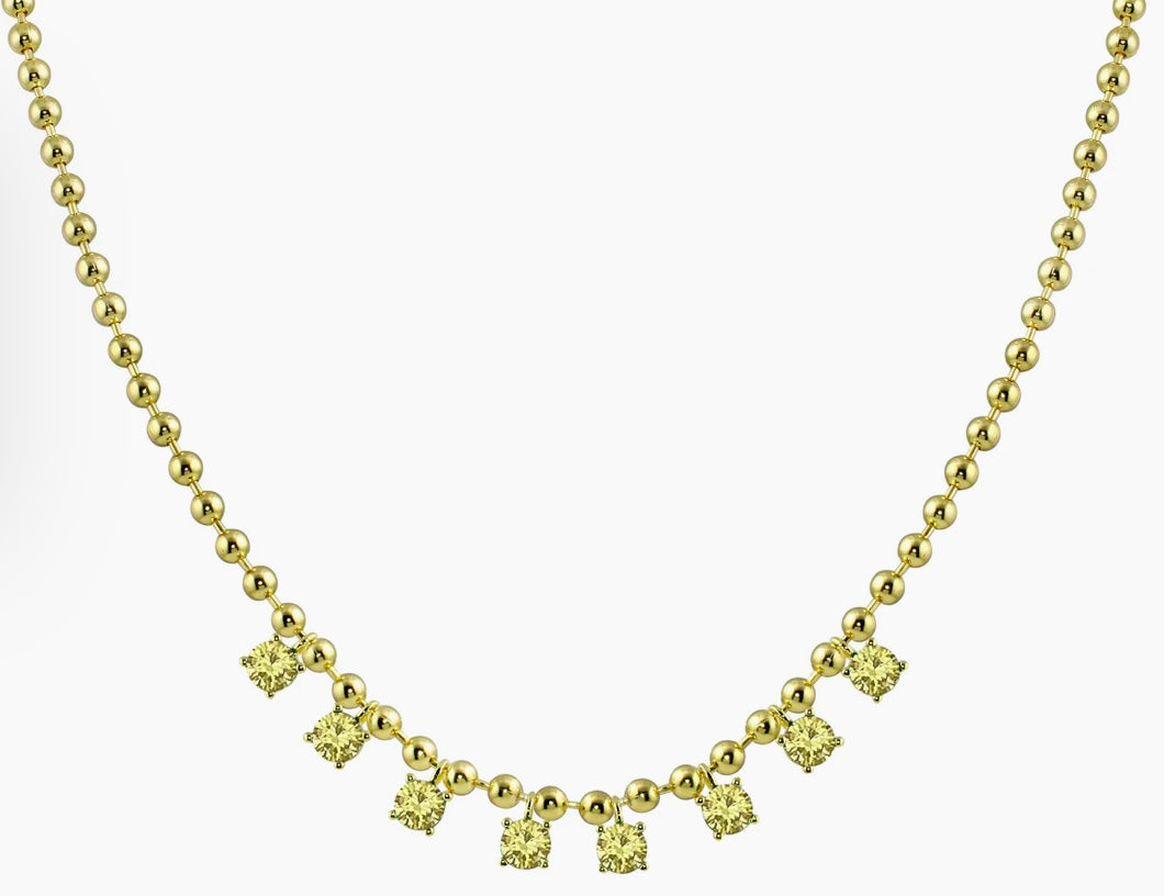 Yellow Fringe Necklace