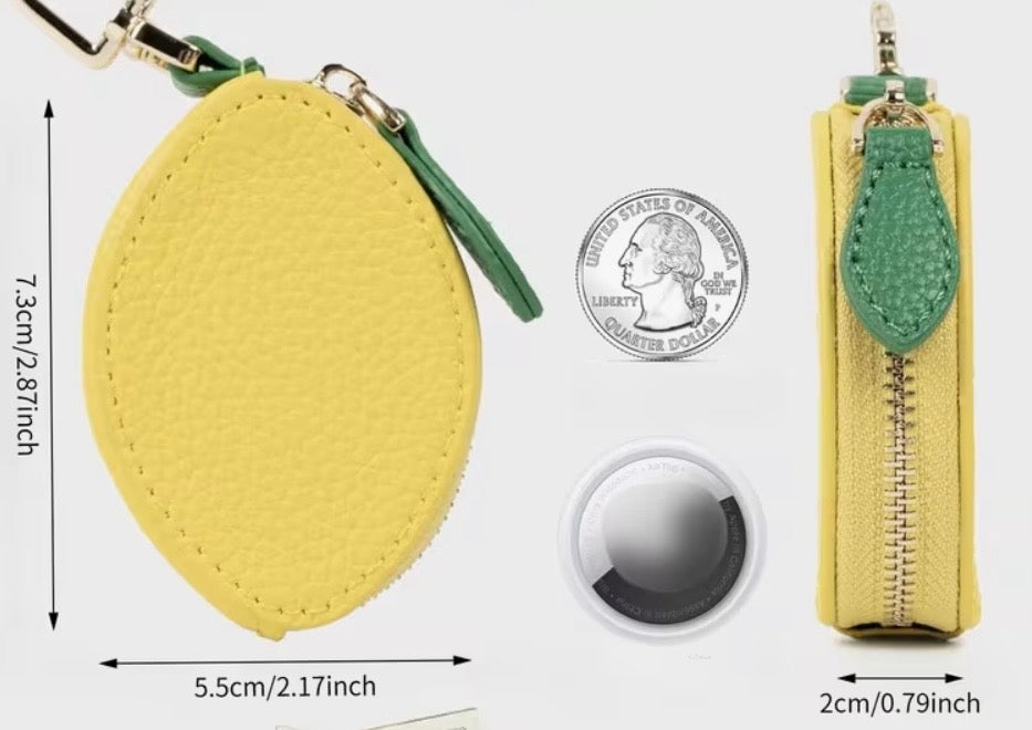 Leather Lemon Bag Charm/Coin Purse