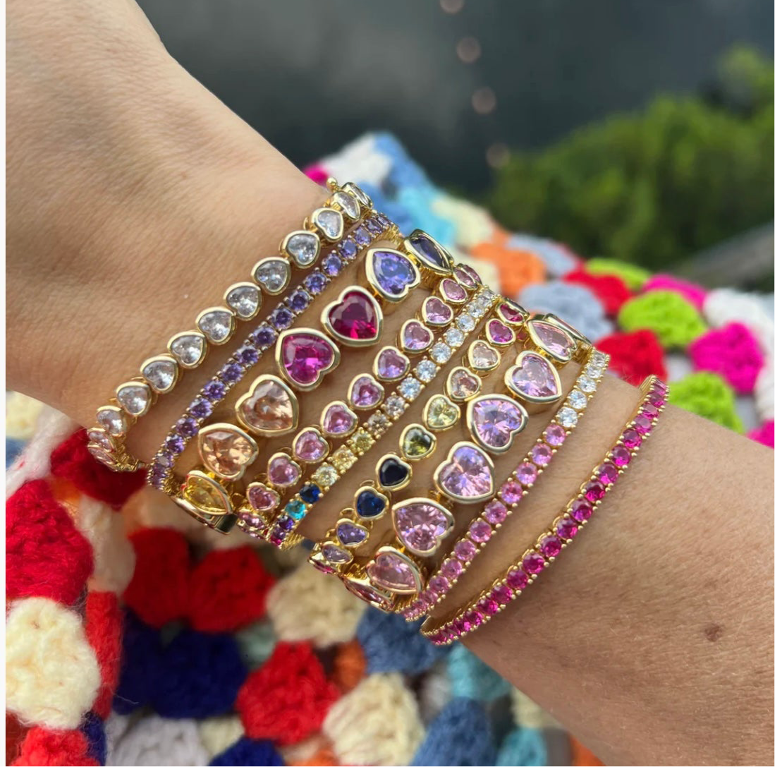 Stretch Rainbow Heart Bracelet