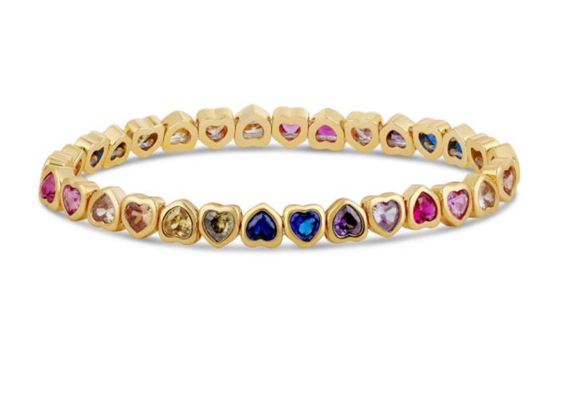 Stretch Rainbow Heart Bracelet