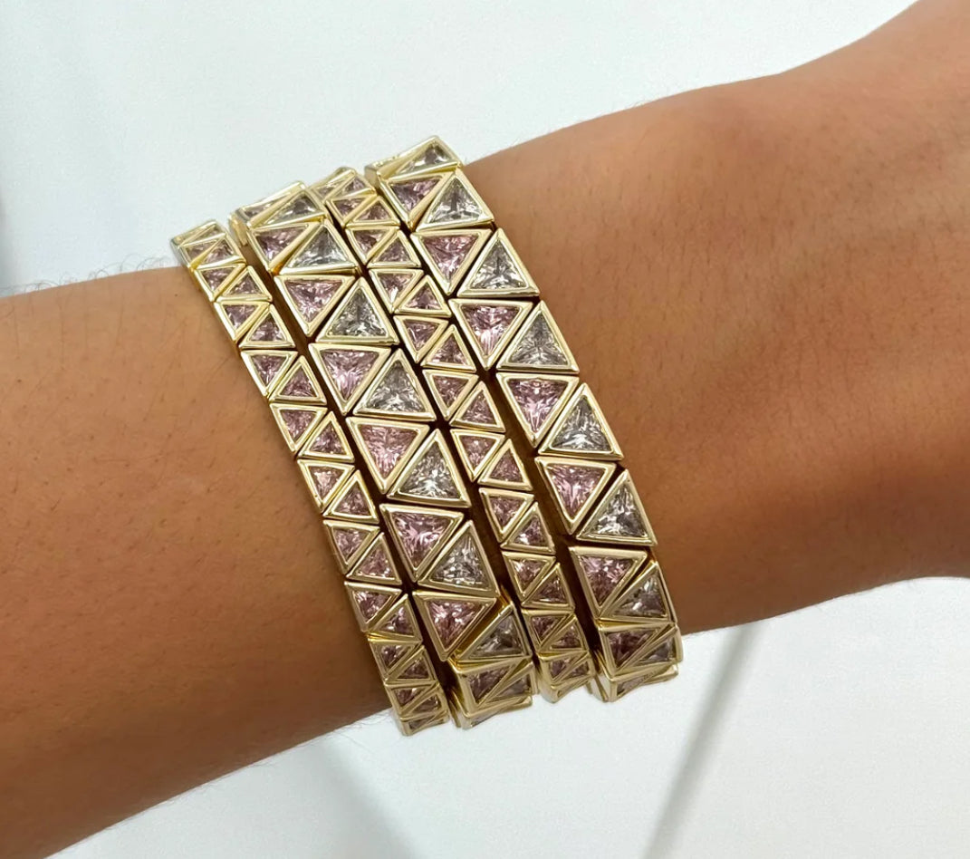 Stretch Gold Triangle Stone Bracelet