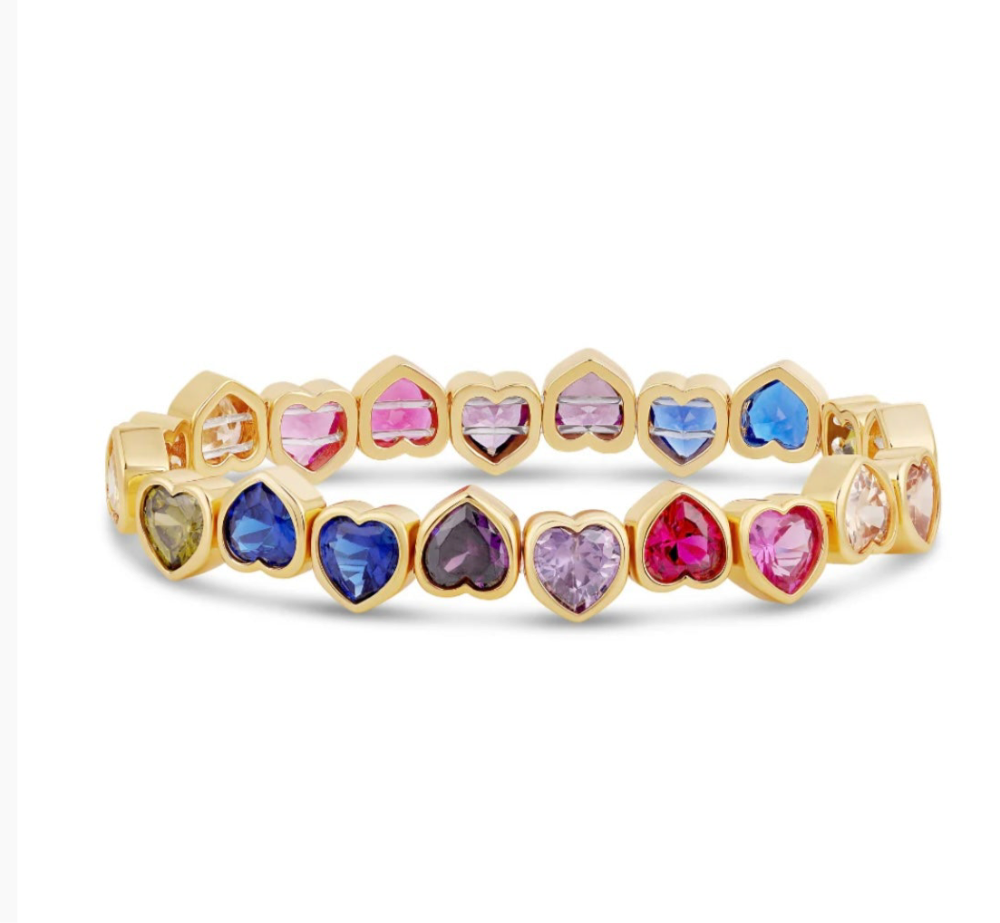 Stretch Rainbow Heart Bracelet