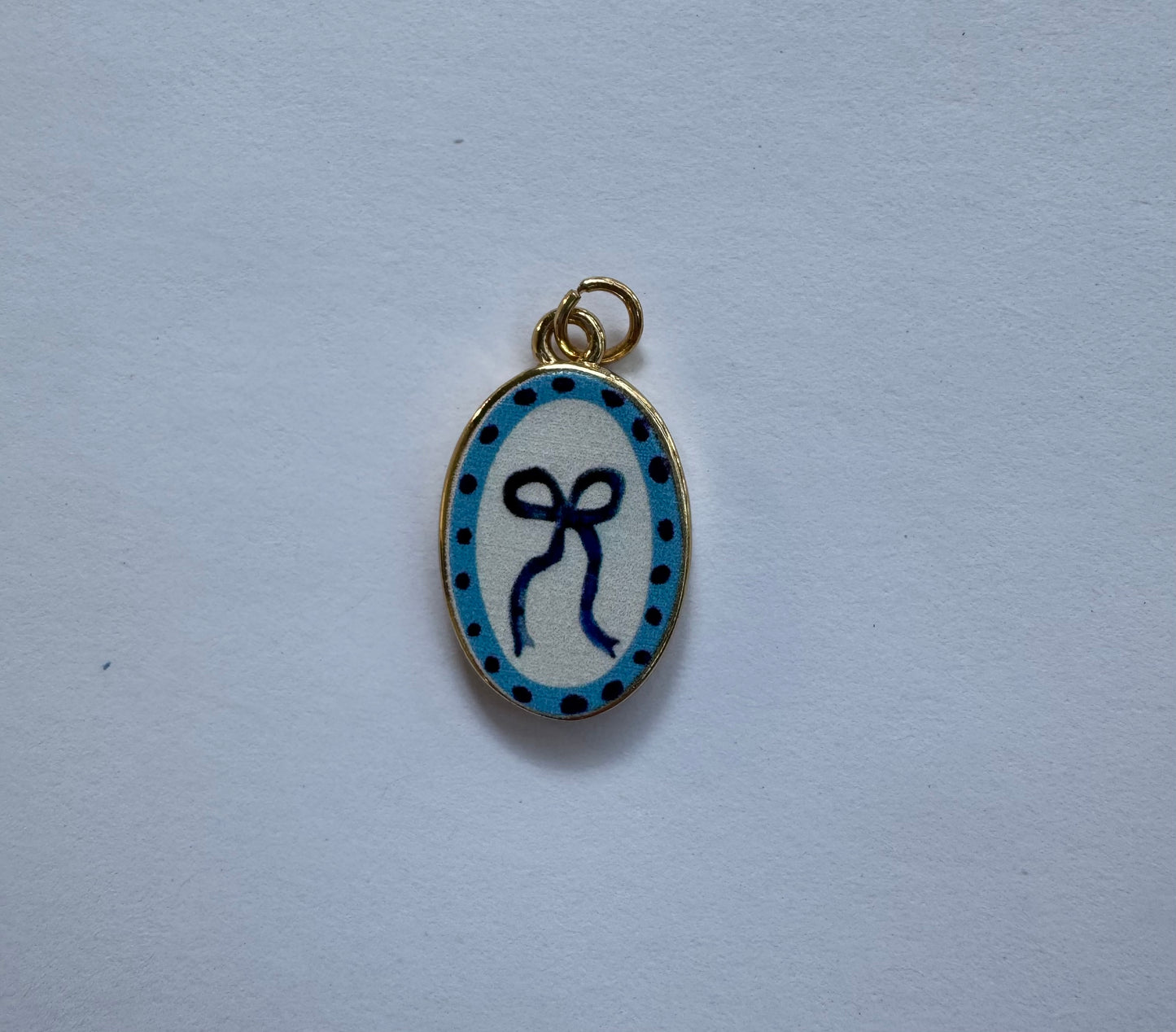 Hand Painted Blue Bow Charm