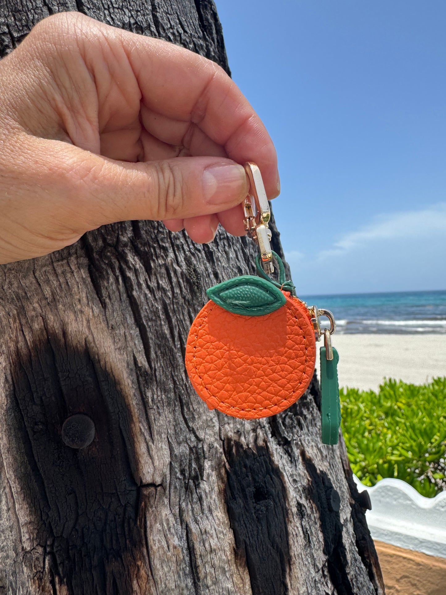 Mini Leather Orange Bag Charm