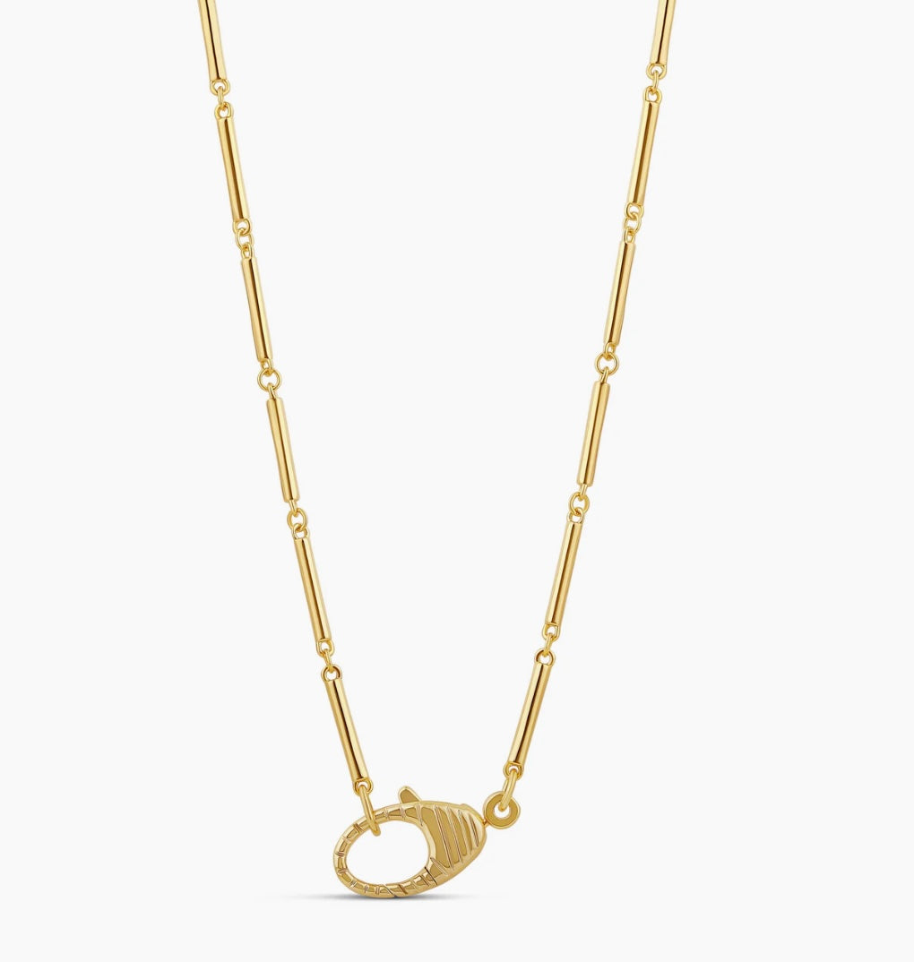 Elongated Tube Chain with Center Lobster Clasp