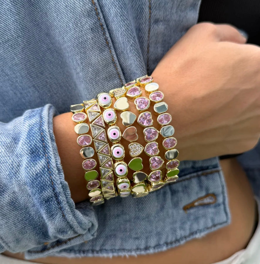 Stretch Gold Triangle Stone Bracelet