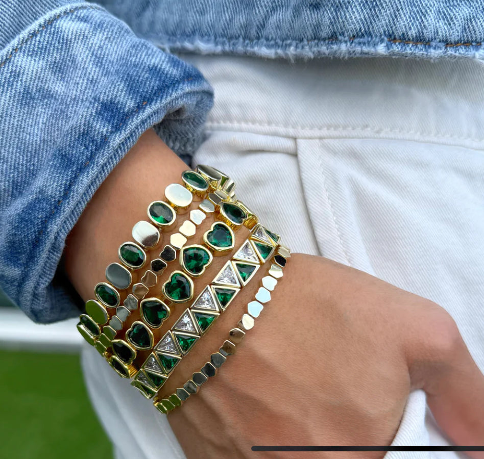 Stretch Gold Triangle Stone Bracelet