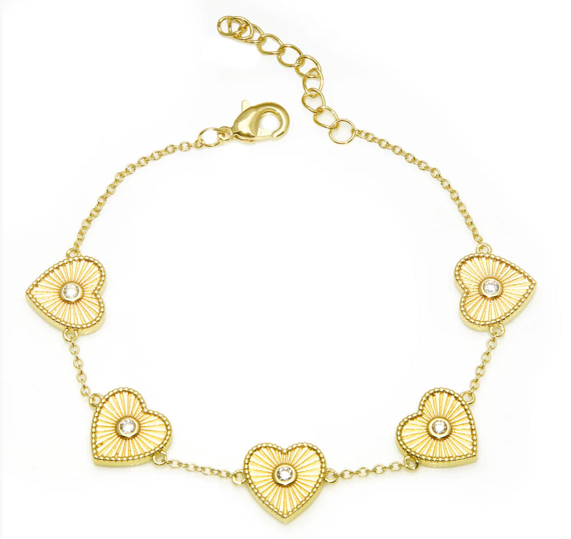 One Love Gold Fluted Heart Bracelet