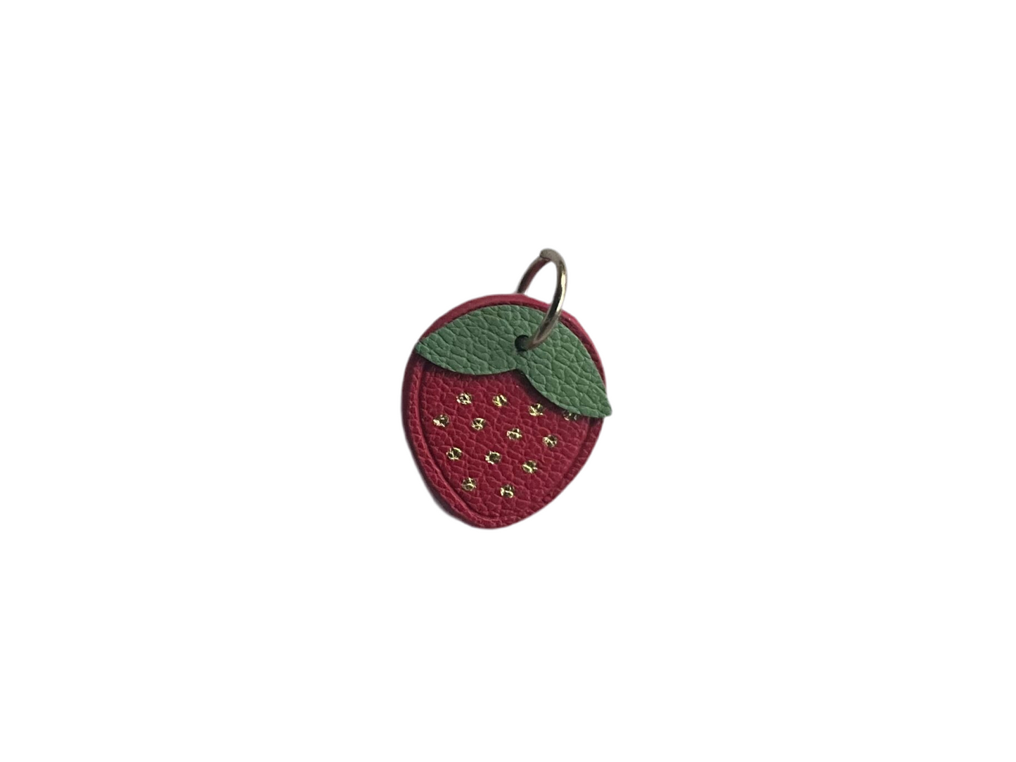 Leather Strawberry Charm