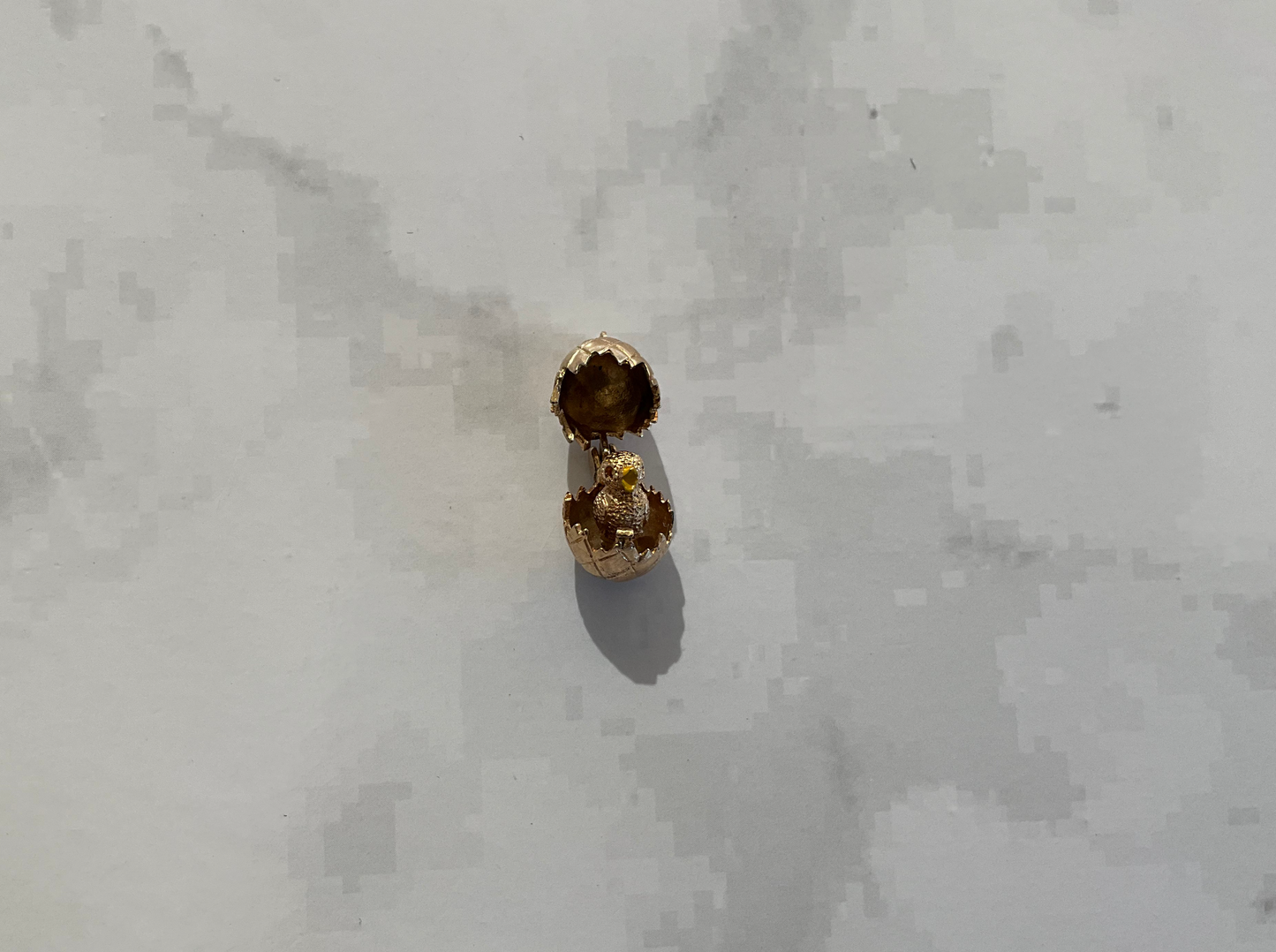 Vintage English Articulated Chick in Egg Charm (1970s)
