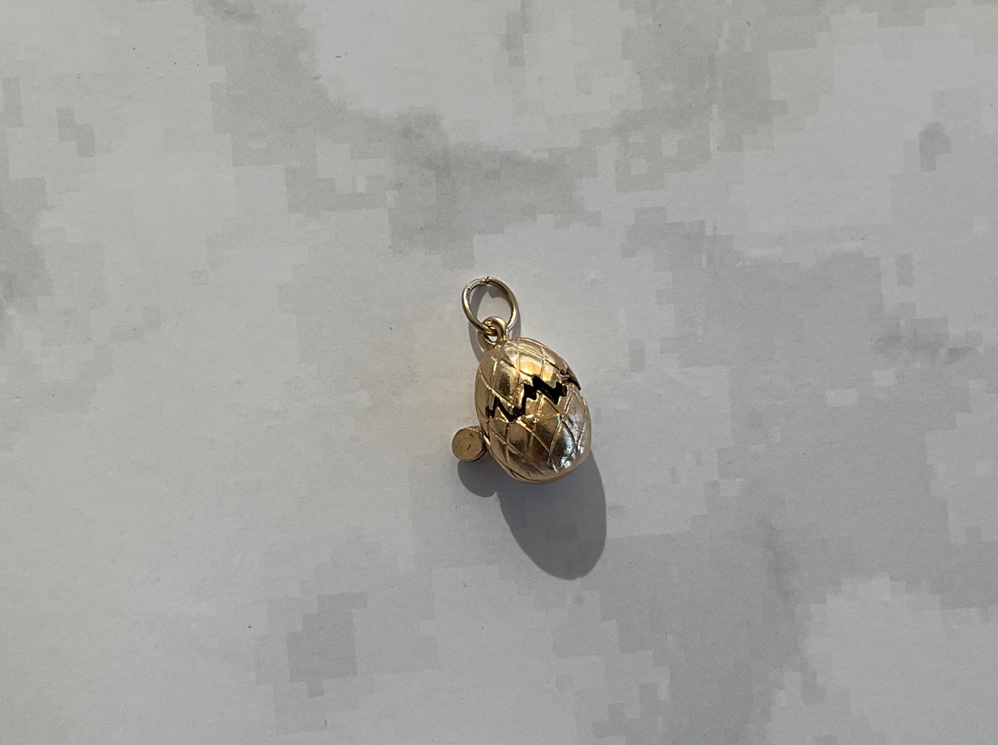 Vintage English Articulated Chick in Egg Charm (1970s)