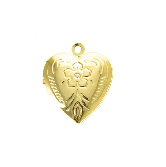 Etched Flower Heart Locket