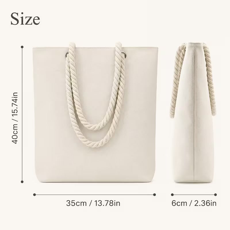 Canvas Shoulder Bag with Rope Straps