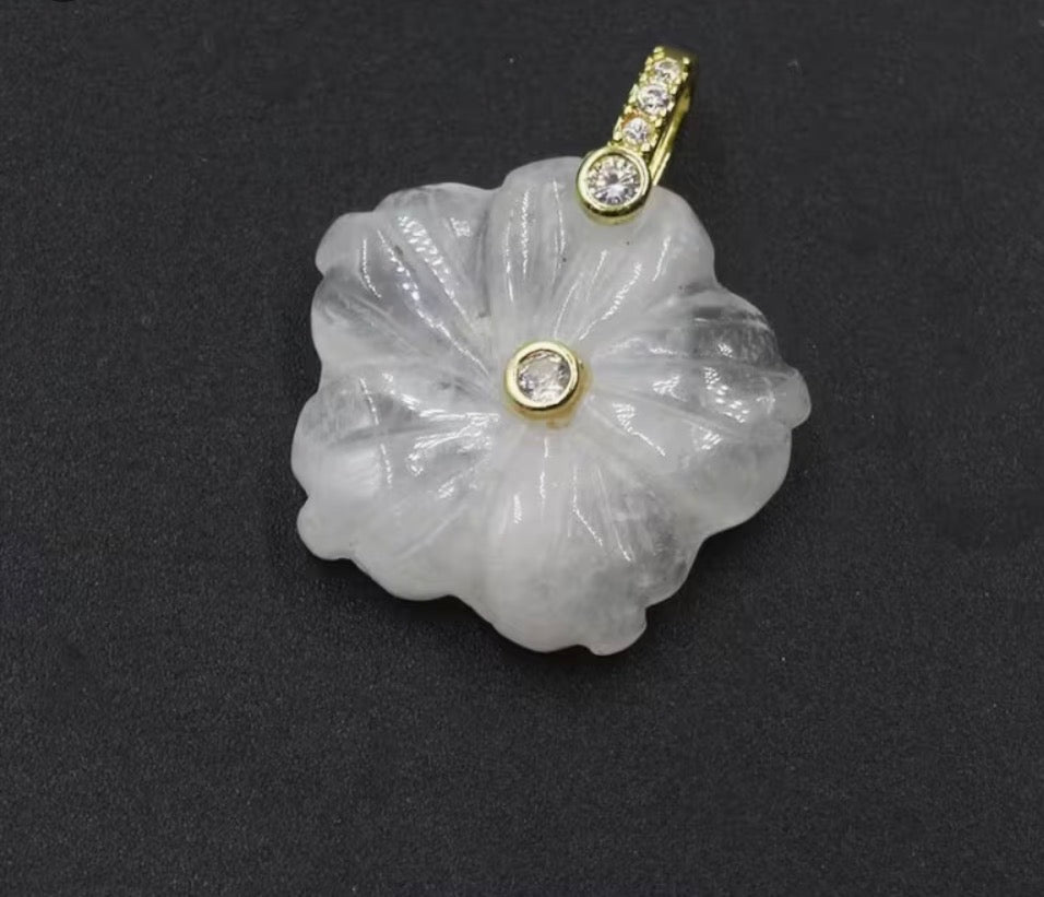 Gemstone Flower Pendant with Sparkle Bale