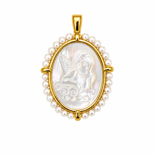 Mother of Pearl Cherub Medallion