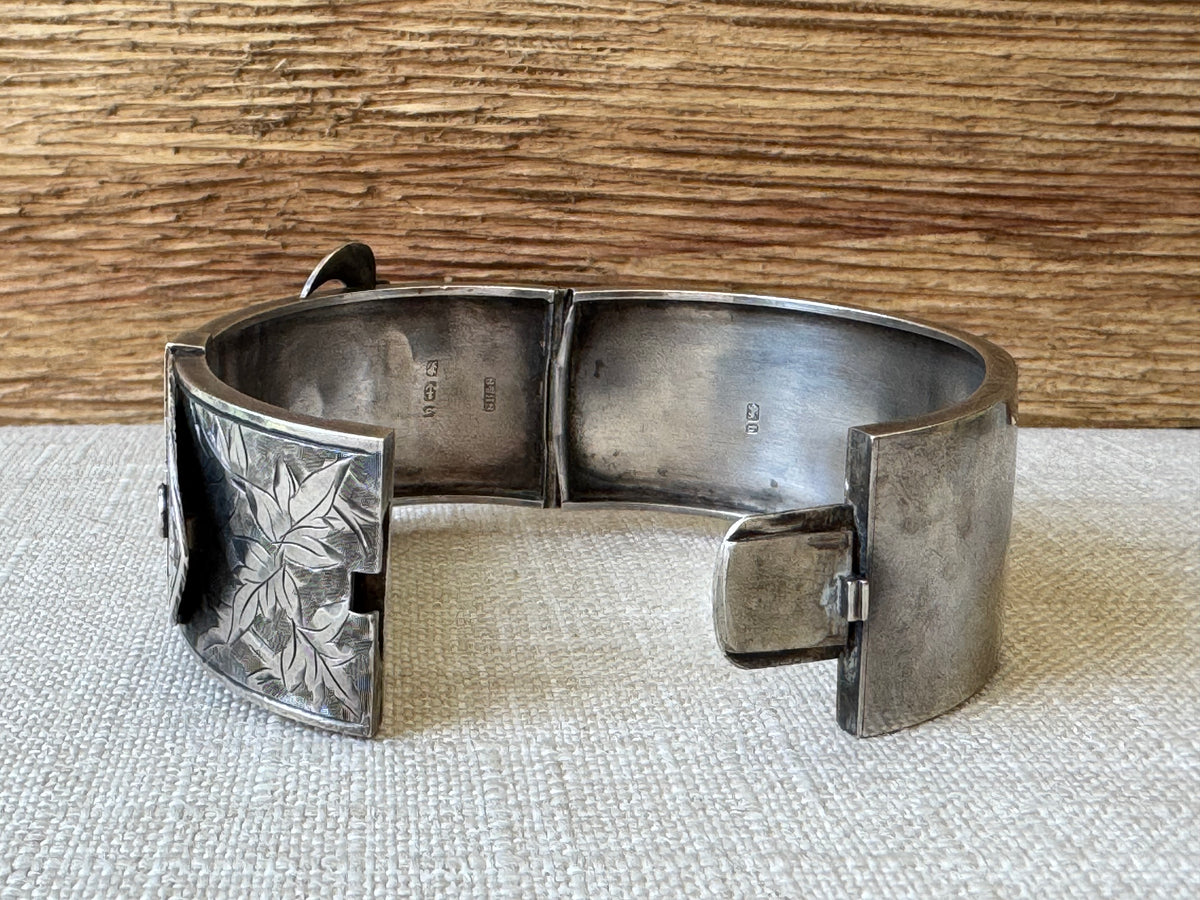 Vintage Sterling Silver Buckle Bangle Bracelet