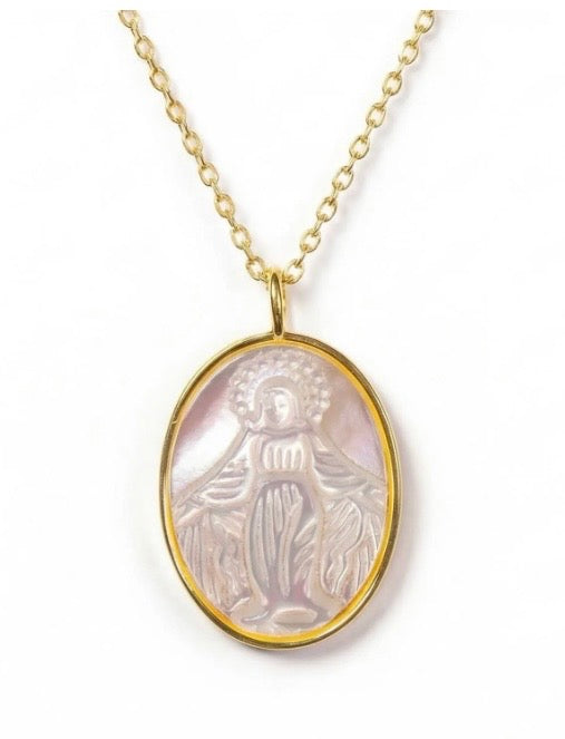 Mother of Pearl Virgin Mary Pendant