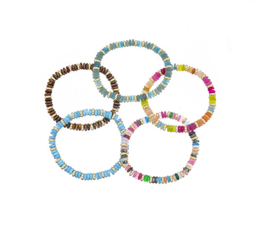 Rondelle Gemstone Stretch Bracelet