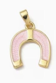 Pink Enamel Horseshoe Charm