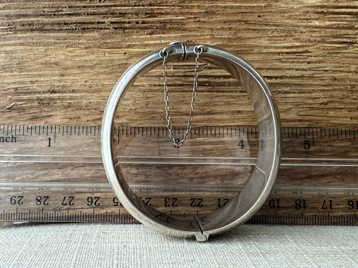 Vintage Sterling Silver Etched Narrow Bangle Bracelet