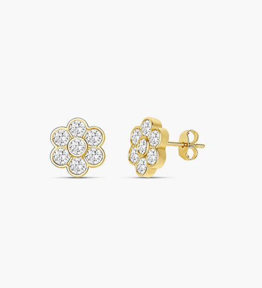 Floral Stud Diamond Earring