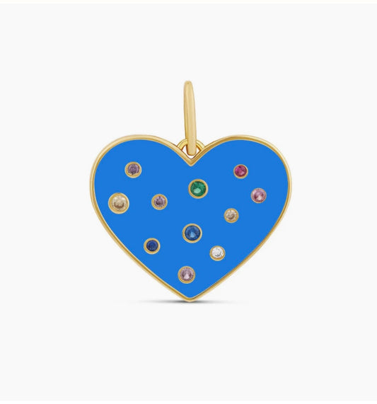 Turquoise Enamel Gem Heart