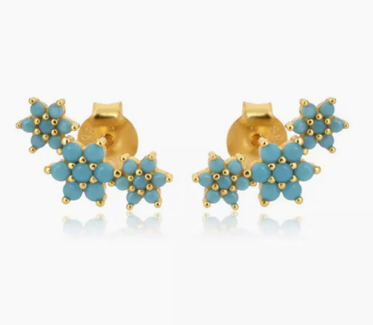 Turquoise Flower Ear Climber