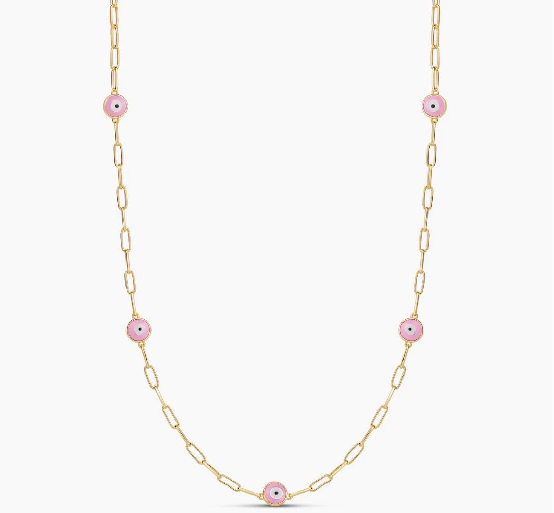 Evil Eye Paperclip Necklace